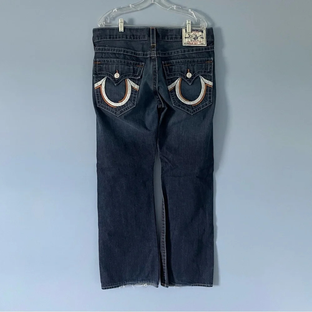 True Religion Boot Cut Logo back pocket blue Jeans 18256